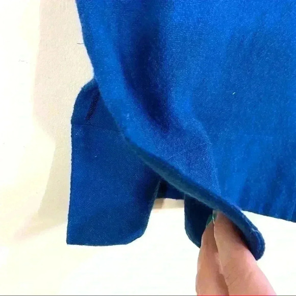 Tibi Royal Blue Cold Shoulder Cut Out Wool Blouse - Picture 13 of 15